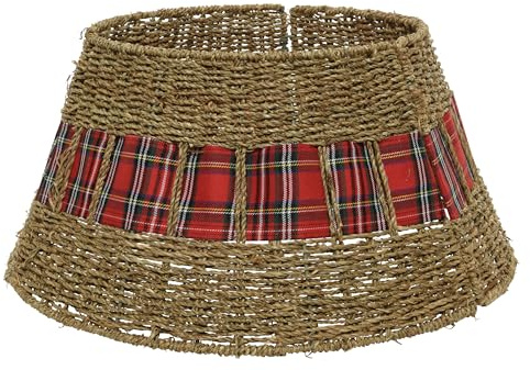 Jupe de sapin de Noël pour tous les types y compris le rotin, l'osier, le saule et le bois - Différentes couleurs et styles disponibles (jonc de mer tissé avec tartan 70 cm)