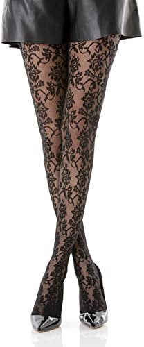 Gi&Gi Collants femme, collants femme fantaisie 40 deniers pour femme, Fabriqué en Italie N°1607, Fleur, L/XL