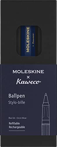 Moleskine x Kaweco Ballpen Refillable Pen in ABS plastic for Writers, Note-takers, Refill 1.0 mm with Blue Ink Included, Color Blue