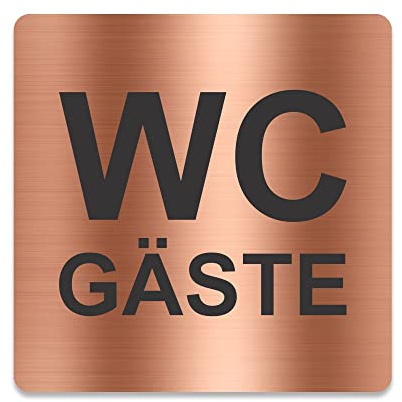 Blacked LaserTEC Leitsysteme - Acryl Schild - Eckig 12 x 12 cm - Selbstklebend - Kupfer gebürstet - Metall-Optik - UV beständig - Für Innen und Außen (WC Gäste)