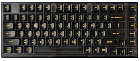 YUNZII X75 82 Key Hot Swappable Mechanical Keyboard with Transparent Keycaps, Gasket Mount 75 Clear Keyboard,RGB Backlit Custom Gaming Keyboard for Windows/Mac (Crystal White Switch, Wired-Black)