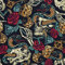 HEKO PANELS Oxford Wasserdichte Meterware Canvas Polyester Stoff Zum Nähen - Möbel- und Dekostoffe Wasserabweisend Blickdicht - Schädel Totenkopf Schlangen Muster - 1 Meter 155 x 100 cm
