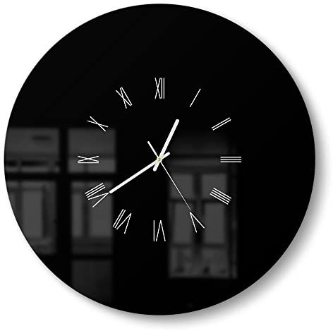 DEQORI Glasuhr | rund Ø 50 cm | Unifarben - Schwarz | große XXL Design Uhr aus Glas | leise Wanduhr für Wohnzimmer & Küche | moderne Hingucker Uhr für die Wand