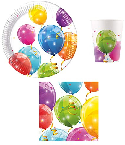 Procos DY10273859 - Set festa con palloncini scintillanti, piatti, tovaglioli e bicchieri, decorazione tavola, decorazione compleanno