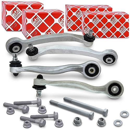 BESTPRICE 2x Querlenker Vorderachse oben vorne, 2x Querlenker Vorderachse oben hinten, 1x FEBI BILSTEIN Montagesatz 14-tlg. Kompatibel mit A udi A6 Allroad C6 (4FH), A6 C6 (4F2), A6 C6 Avant (4F5)