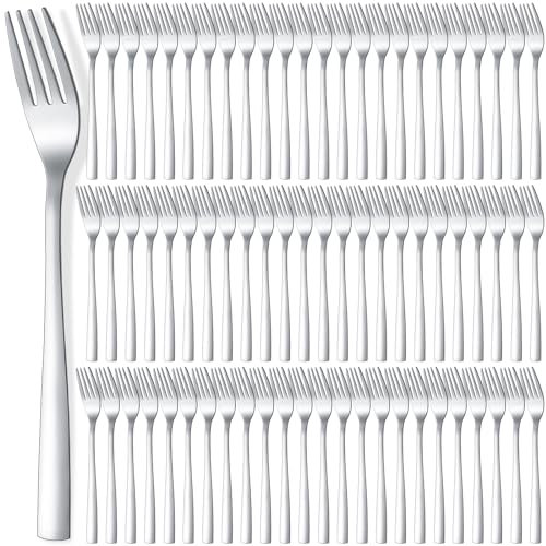 Minatee 100 Pieces Dinner Forks Bulk Set 6.9 Inches Stainless Steel Metal Forks Silverware Flatware Mirror Polished Salad Cutlery for Home Kitchen Restaurant Eating Silverware Utensils