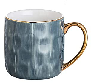 Tazza da caffè Tazza da caffè in ceramica da 11,8 once con manico Tazze da caffè ? Tazze da caffè da ristorante per caffè, tè, cacao, tazze di cereali (Colore : Bianco) (Manico grigio+cucchiaio V) (M