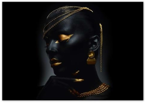 H8890Z_PL1Z Foto-Poster, Motiv Frauengesicht in Gold, 100 x 70 cm