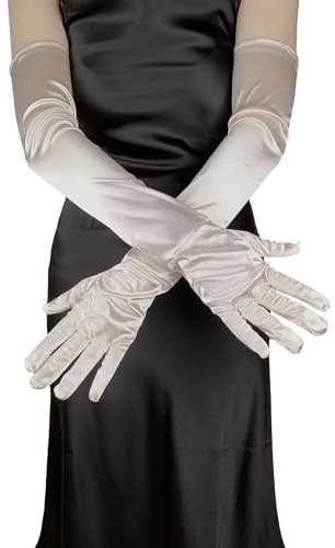 Whakano Lange Handschuhe Damen,Satin Handschuhe,Elegante Gloves,Ellenbogenlange Elastische Handschuhe,Brauthandschuhe,für Halloween,Bankett,Party,Hochzeit,Tea Party Zubehör,Champagner