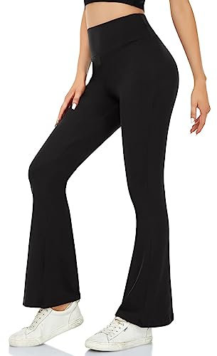 ACTINPUT Yoga Pants for Women Flared Leggings High Waisted Bootcut Black Trousers Women's Workout Bootleg Stretchy Leggings(Black,XS)
