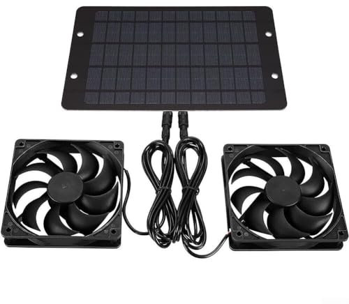 HEIBTENY Solar Ventilator 12V 10W Rohrventilator Wasserdichter Dual-Abluftventilator Solar Abluftventilator Elektrischer Ventilator Mit Schutznetz Tragbarer Badlüfter Für Camping Gewächshaus