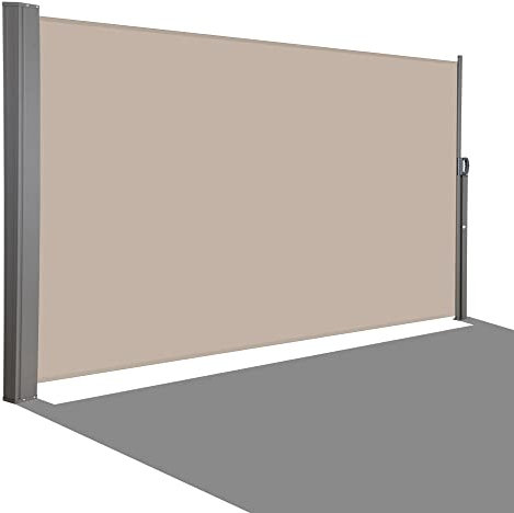 HOMEDEMO Seitenmarkise ausziehbar, 180 x 400+20 cm Khaki, Sichtschutz Sonnenschutz Markise, Windschutz Wasserdicht Seitenzugmarkise, Seitenrollo für Balkon, Terrasse, Garten
