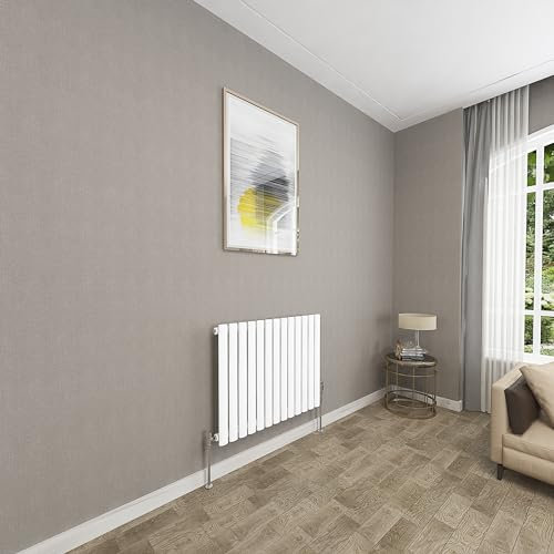 Sky bathroom | 600x767mm - Modern White Horizontal Single Panel Oval Column Radiator Central Heating Designer Radiator