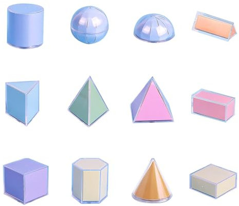 harayaa Geometrische Form 3D Geometrische Körper Lehrerhilfen Musterblöcke Montessori Lernspielzeug für Vorschulkinder Im Kindergarten