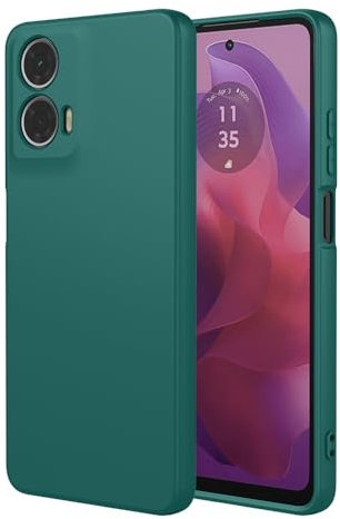 HAOYE Funda para Motorola Moto G24 / G04, Carcasa Suave Silicona TPU de Cubierta Delgado, Protector a Prueba de Golpes Case Cover con Forro de Tela. Verde Oscuro