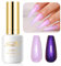 Imtiti Pearl Gel Nail Polish, 15ML Purple Transparent Shell Shimmer Nail Gel Polish Mermaid Nail Drawing Gel Polish Iridescent Pearlescent Spring Summer Nail Polish Soak Off Led UV