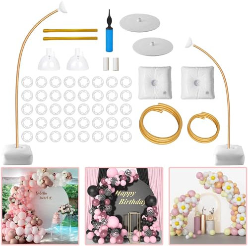 Kit di supporto per arco di palloncini, 2,5 m e 1,5 m, supporto per colonna per palloncini a mezzo arco, supporto per palloncini pieghevole per pavimento, adatto per compleanni, matrimoni, feste di
