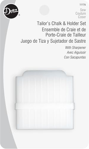 Dritz Tailor's Chalk & Holder Set with Sharpener, White Gesso da Sarto, Bianco