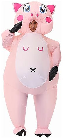 XAMOFAN Costume De Vache de Cochon Gonflable Déguisements Costume gonflable Cosplay Halloween Roleplay Party Holiday pour Adulte (Pink)