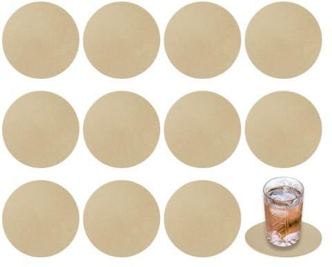QUARKZMAN Tischsets Abwaschbar 10 cm Durchmesser 10 Stück Gold | Runde Untersetzer aus Kunstleder Rutschfest Abwaschbar für Kaffeetische und Andere Tischplatten für Zuhause Büro und Bar