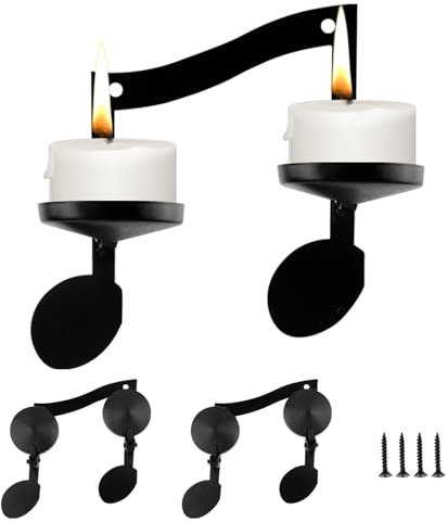 Portavelas Vintage de Pared, Candelabro de Pared, Candelero Colgante de Arte de Hierro, Metal portavelas de Pared, Candelabros Decorativo para Jardín, Hogar, Comedor, Baño, 2 Piezas, Negro