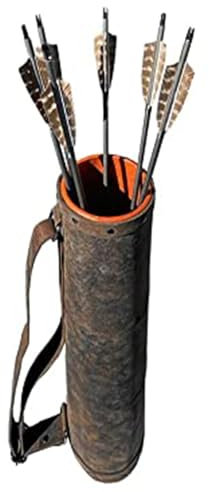 MDFCZXP Mittelalterliche Leder Pfeil Köcher Tasche, Cosplay Ritter Single Schulter Pfeil Köcher Halter, Outdoor Traditionell,Schwarz,40cm