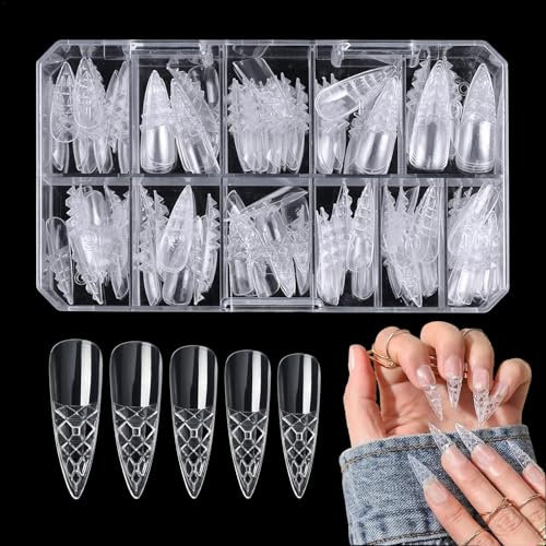 120pcs clear nails | full cover nail tips for beginners | fake nails set with storage box, perfect for gatherings, dating, traveling, and parties to create effortlessly with 5.91x3.46x0.98 inches