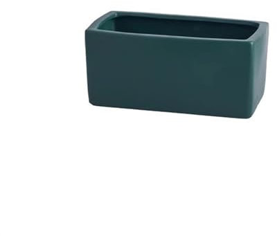 Mittelgroßer Übertopf mit Fächerprägung Rechteckiger Keramik-Übertopf mit Tablett, skandinavisch, schlicht, saftig, grün, Büro-Desktop, perforiert, kleines Blumenerde Blumentöpfe(Deep green,Groß)