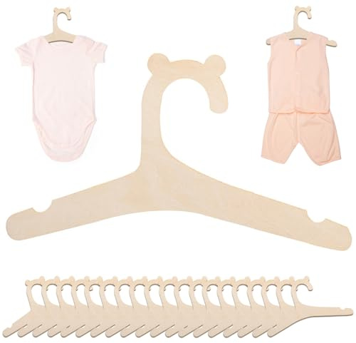 svpfuo 20 Piezas Perchas Bebe Madera, Ropa de Bebé y Muñecas Infantiles | Perchas Infantiles Madera, Perchas Bebe Recien Nacido, Perchas Bebe, Percha Infantil Creativa de Boj para Ropa de Niños