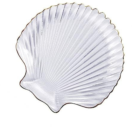 Générique Assiette Verre Transparent Forme De Coquille Pour Bijoux Élégant Plateau Décoratif Multifonction Pour Maison Restaurant