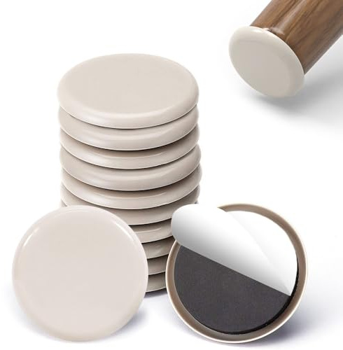 Athyior Möbelgleiter, 50 mm, selbstklebend, rund, Beige, 12 Stück | Möbelgleiter, für schwere Gegenstände, Waschmaschine, glatte Gleiter, für Teppich- und Hartholzböden