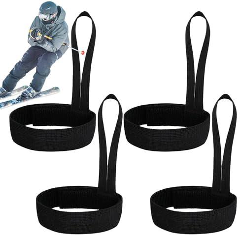 Sangle pour Gants de Snowboard, Sangle pour Gants de Neige,Gants de Ski 4 pièces, Menottes en Nylon élastique avec dragonne - Menottes à Gants Unisexes légères pour Le Ski et Le Snowboard