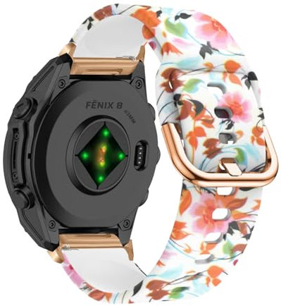 SeNool QuickFit 20mm Cinturino per Garmin Fenix 8 43mm/Fenix 7S Pro Solar/Fenix 7S/ Fenix 6S/Fenix 6S Pro/Fenix 5S, Traspirant Silicone Braccialetto Band per Garmin Descent Mk3S/Descent Mk3Si - Fiore