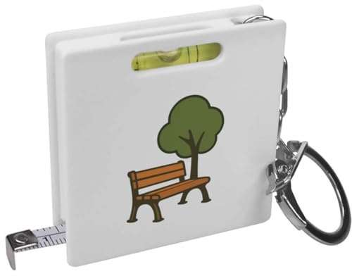 Azeeda 'Peaceful Park Bench and Tree' Keyring Tape Measure/Spirit Level Tool (KM00046238)
