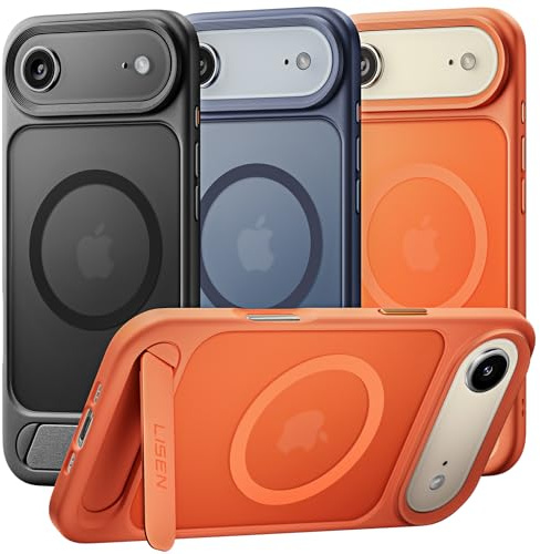 LISEN für iPhone Air Hülle für MagSafe [Unsichtbarer Ständer] [20N Super Magnetkraft] Tastenschutz & Militärschutz Handyhülle für iPhone 17 Air Case Dünn Stoßfest Matt- Cosmic Orange