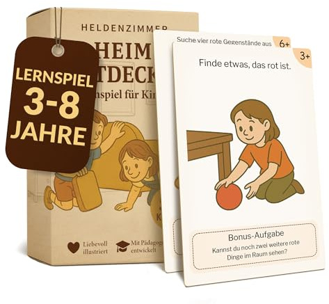 Suchspiel Kinder Indoor - 100 Aufgaben, 50 Entdeckerkarten für 3-8 Jahre | Schatzsuche Zuhause Spiel Spiele Kinder Entdecker Set - Innovative Geschenk Idee Geschenke