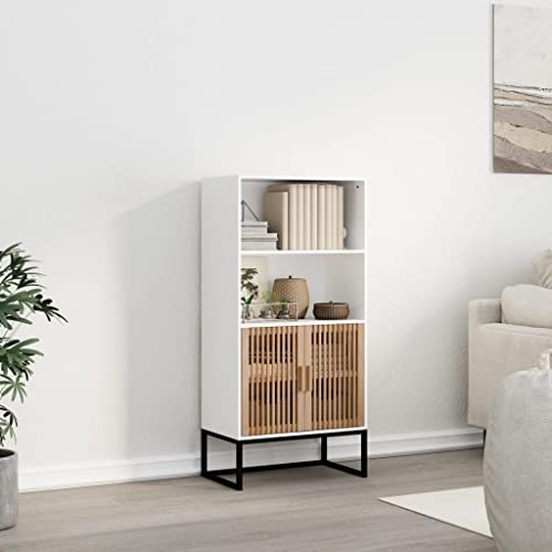 Frdhee Armoire de rangement haute - Blanc - 60 x 35 x 125 cm - En matériau dérivé du bois - Pour bureau, garage - Installation rapide - Design moderne