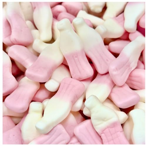Strawberry Milkshake Bottles Fruit Flavour Jelly Foam Sweets – Soft Chewy Pink & White Candy Bottles, Sweet Strawberry Taste, Retro Pick & Mix for Sharing, Parties & Gifting (350g)