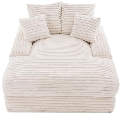 LANSEISTENJI Modular Corduroy Chaise Lounge - Oversized Cloud Sofa Bed with Pillows for Living Room (Beige)
