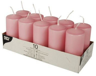 PAPSTAR 10 Stumpenkerzen Ø 40 mm 90 mm rosa Blockkerzen Brenndauer: ca. 9 Stunden