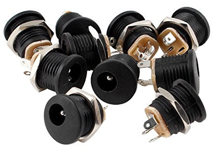 sourcing map 10 PCS 5.5mm x 2.1mm DC Power Jack Socket 3 Pin Panel Mount Connector