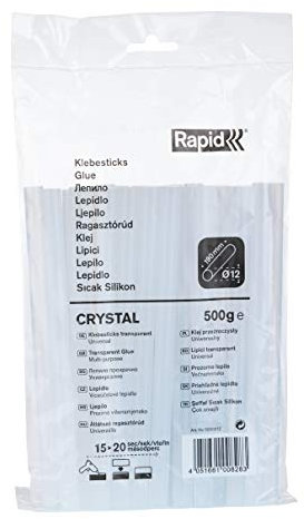 Rapid Lot de 25 bâtons de colle universelle transparente cristalline 500 g pour pistolet à colle 11 mm, 12 mm
