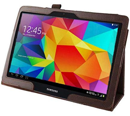 WiTa-Store Funda Caso para Samsung Galaxy Tab 4 10.1 Pulgadas SM-T530 T531 T533 T535 Smart Cover Slim Case Stand Flip Película (Marrón) Nuevo