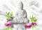 Runa Art Papier peint intissé fleurs Bouddha Zen 352 x 250 cm Toison Mur XXL Tableaux Muraux Tapisserie Photo Décoration Murale Salon Chambre Blanc Vert Rose 9289011c