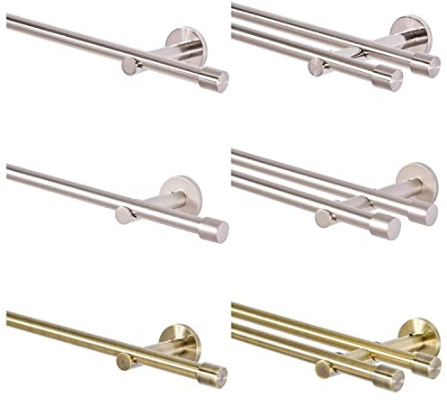MDEKOR Gardinenstange gold 180 cm lang 1 läufig Gardinenstangenset aus Metall Antik-Gold Gardinenstangen Wandbefestigung