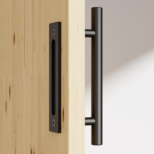 CCJH 24cm Tirador de puerta corredera negro manija puerta corrediza del granero