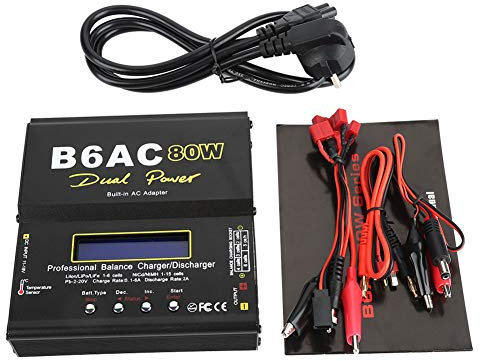 B6AC 80W schwarz Digital LCD Balance Ladegerät Entlader für Li-Ion Ni-NiCd Ni-MH RC Batterie 100v-240v EU-Stecker
