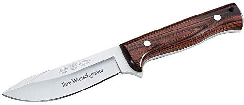 Nieto Gürtelmesser Trapper 23 cm mit Veilchenholz-Griffschalen inkl. brauner Lederscheide (mit Gravur)