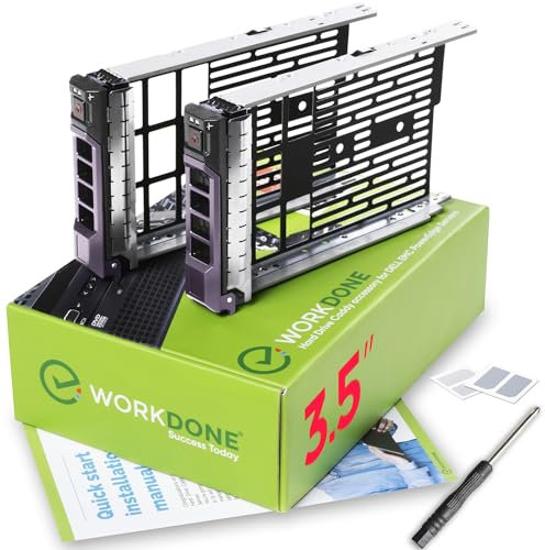 WORKDONE 2er-Pack - 3,5-Zoll Festplatten-Caddy - kompatibel für Dell PowerEdge Server - Handbuch - Aufkleber für Vorderseite - Schraubendreher - Schrauben für Festplattenfach