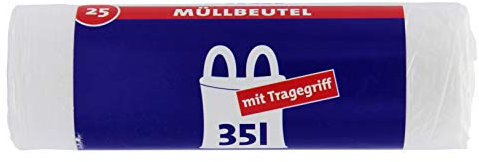 Ulith 35-Liter-Müllbeutel mit Tragegriff, 35 Liter reißfest und flüssigkeitsdicht recycelbares Produkt und Verpackung